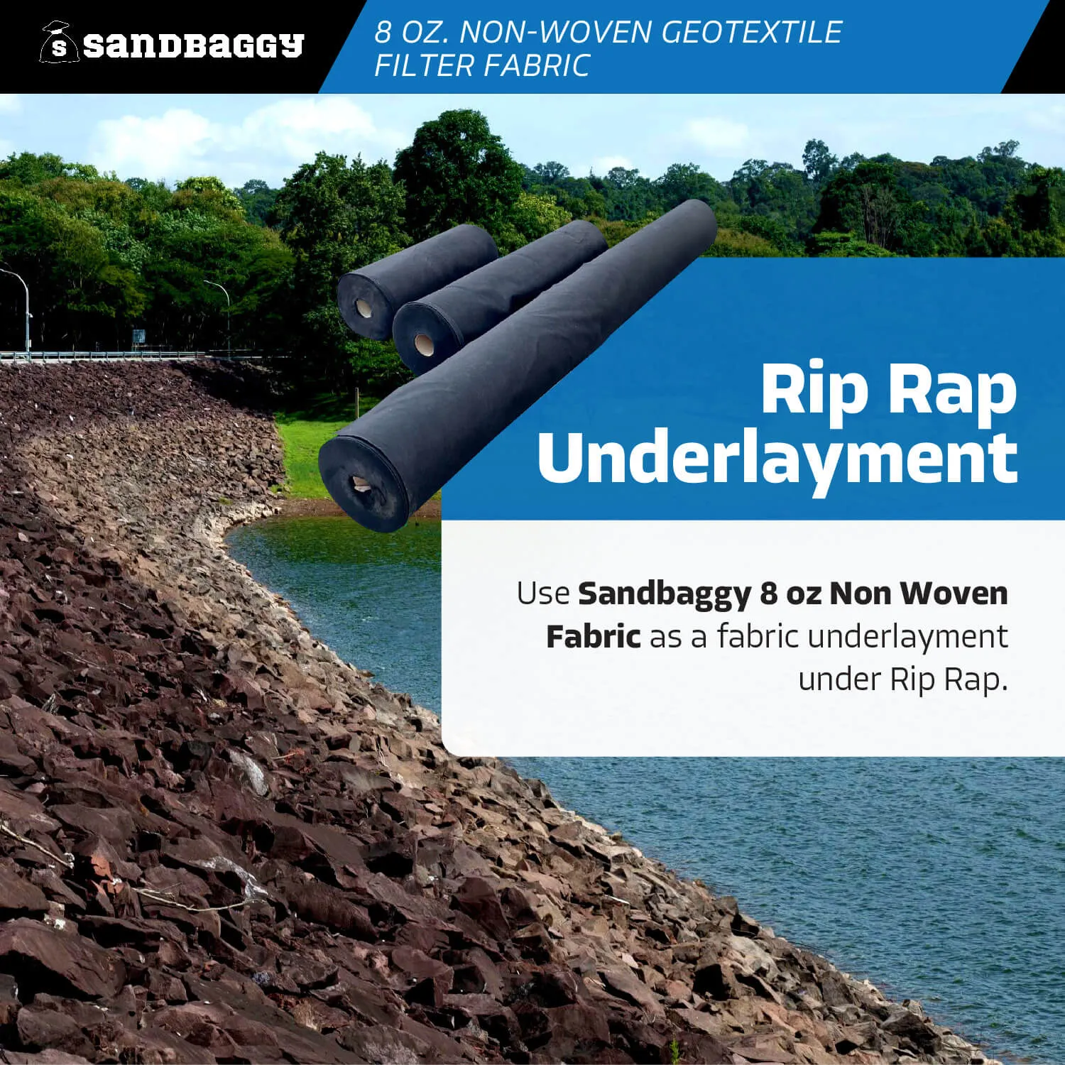 8 oz Non-Woven Geotextile Filter Fabric (300 ft) - Made in USA