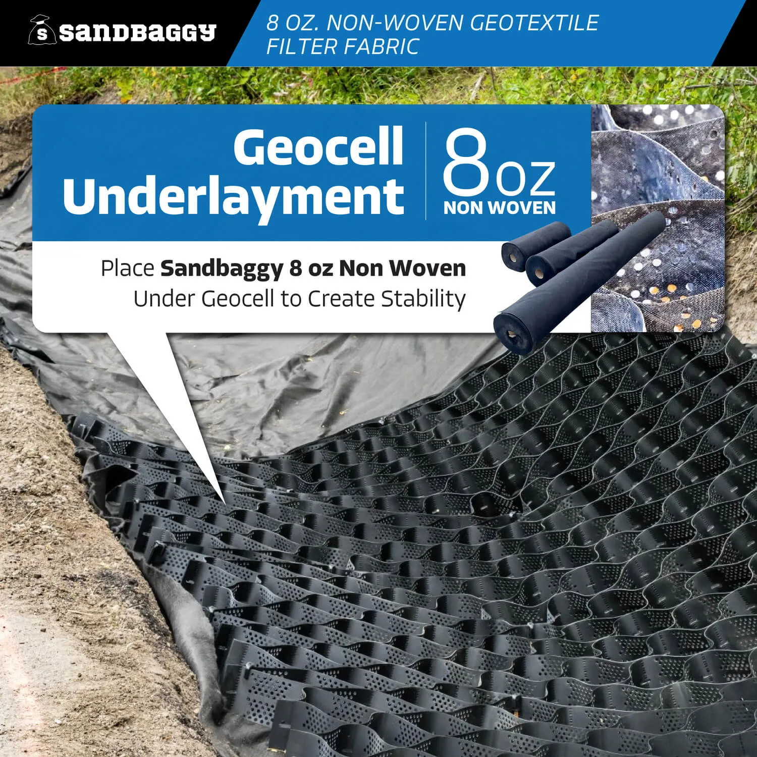 8 oz Non-Woven Geotextile Filter Fabric (300 ft) - Made in USA