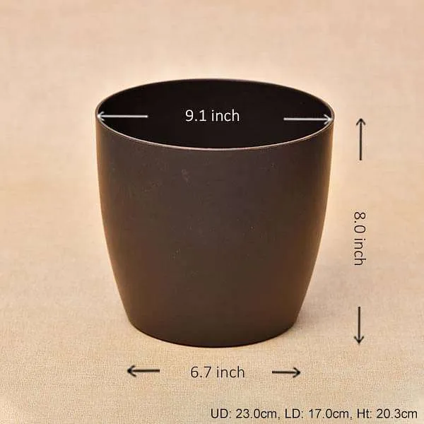 9.1 inch (23 cm) Ronda No. 2320 Round Plastic Planter (Coffee Color) (set of 3)