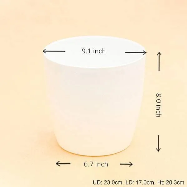 9.1 inch (23 cm) Ronda No. 2320 Round Plastic Planter (White) (set of 3)