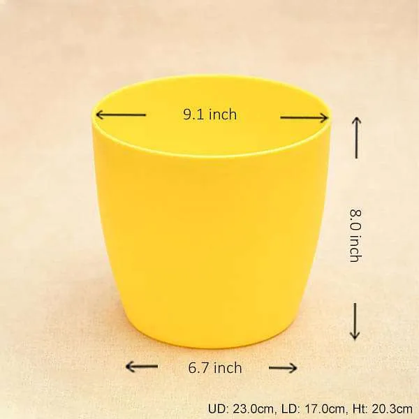 9.1 inch (23 cm) Ronda No. 2320 Round Plastic Planter (Yellow) (set of 3)