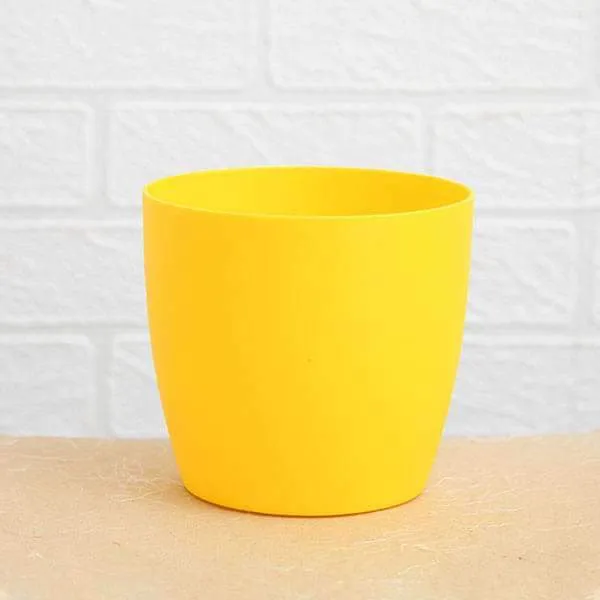 9.1 inch (23 cm) Ronda No. 2320 Round Plastic Planter (Yellow) (set of 3)