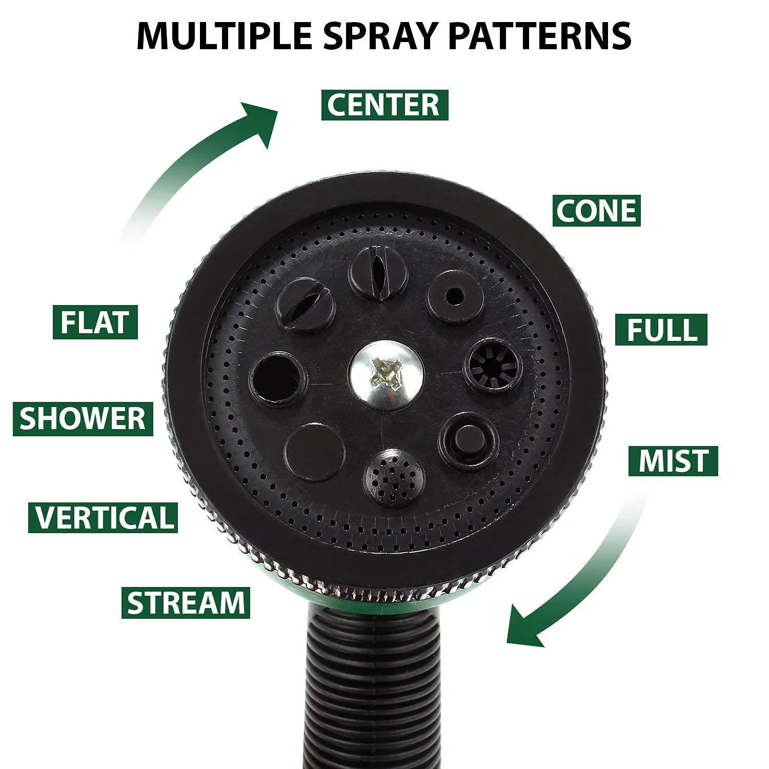 ALOUD CREATIONS Professional 7 Pattern Brass Water Hose Nozzle Spray Gun (1 Piece) For Car Bike Cleaning, Watering Lawn & Garden (Black & Green Colour)
