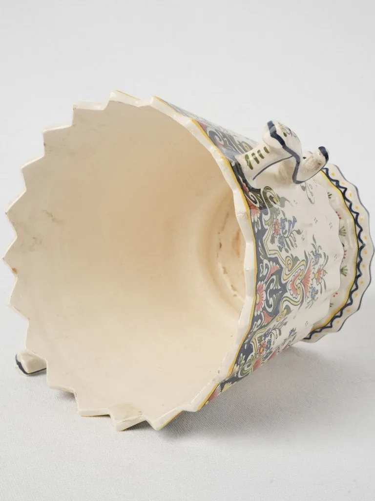 Antique French cachepot w/ zigzag crown 7½"
