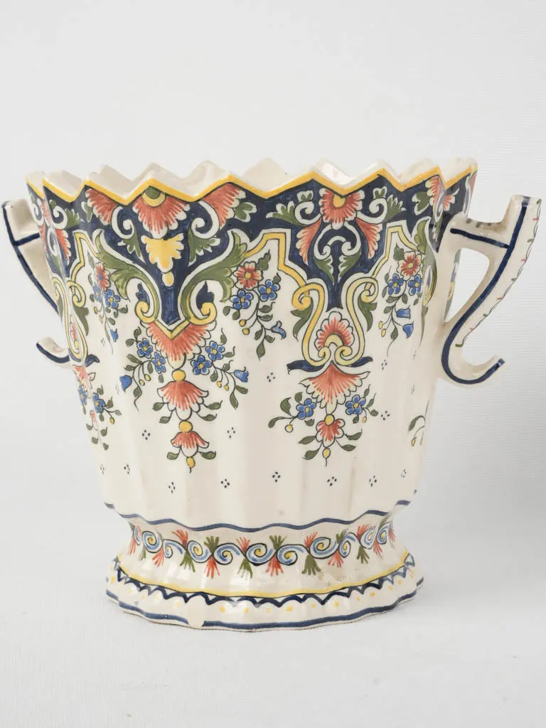 Antique French cachepot w/ zigzag crown 7½"