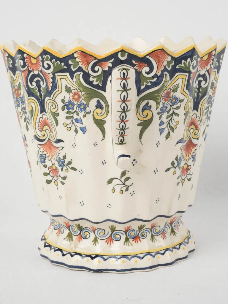 Antique French cachepot w/ zigzag crown 7½"