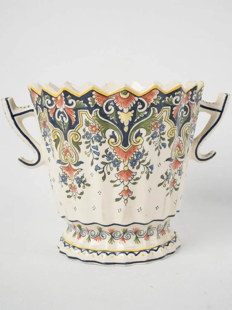 Antique French cachepot w/ zigzag crown 7½"