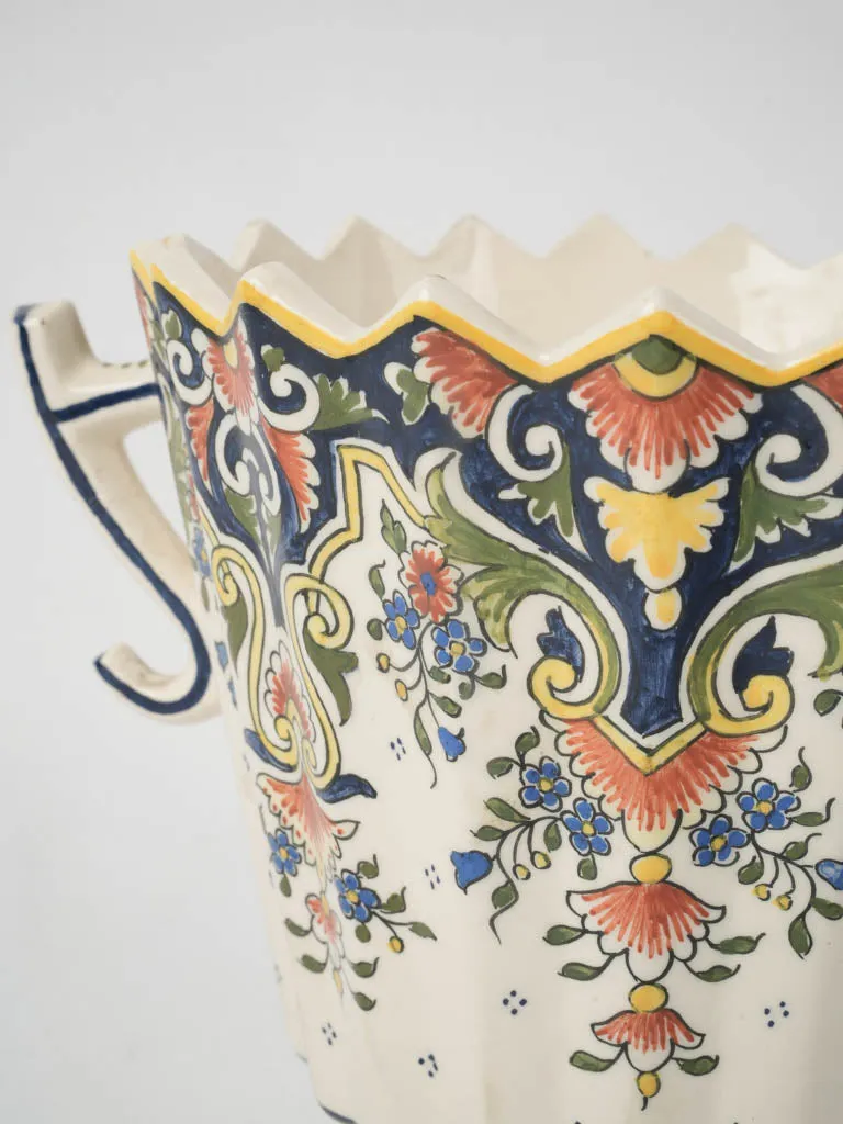 Antique French cachepot w/ zigzag crown 7½"
