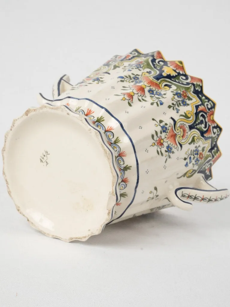 Antique French cachepot w/ zigzag crown 7½"