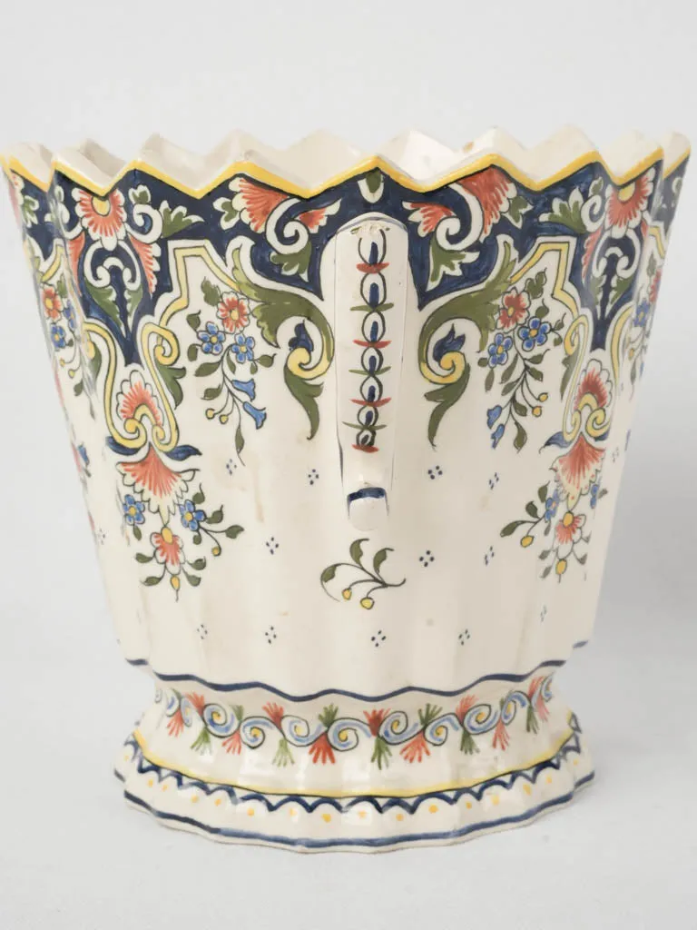 Antique French cachepot w/ zigzag crown 7½"