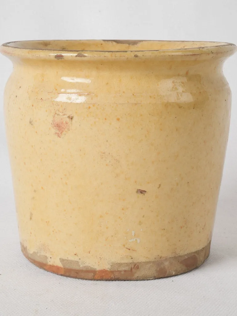 Antique French confiture pot w/ sunny yellow glaze 4¾"
