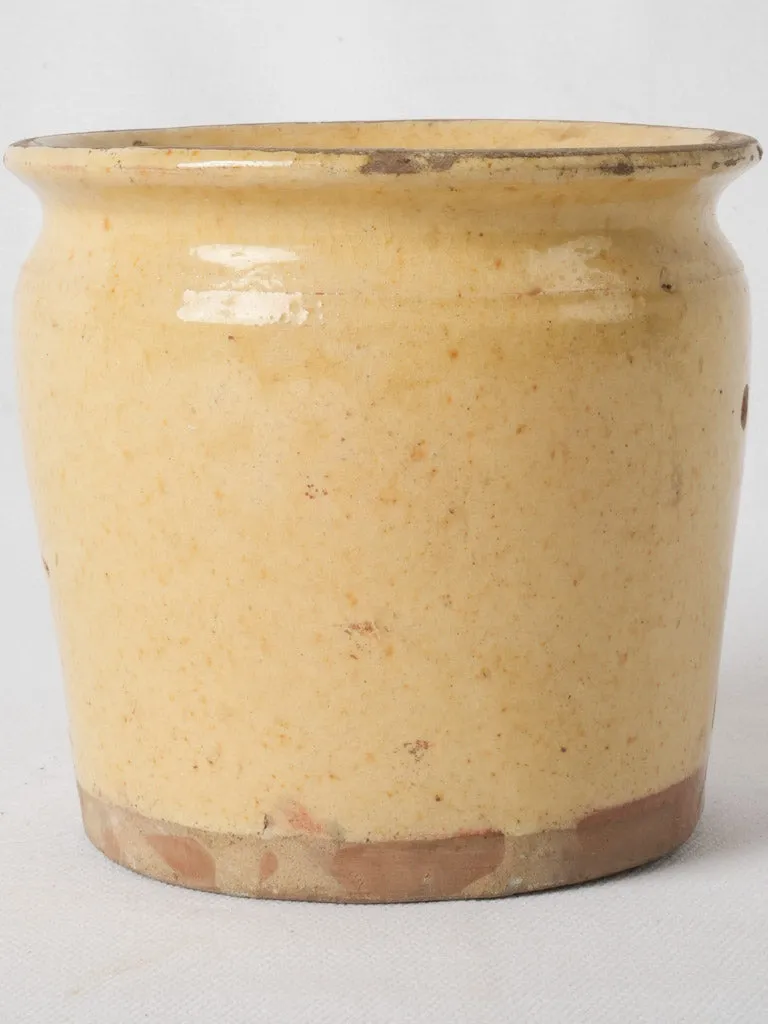 Antique French confiture pot w/ sunny yellow glaze 4¾"
