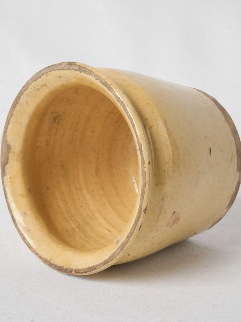 Antique French confiture pot w/ sunny yellow glaze 4¾"