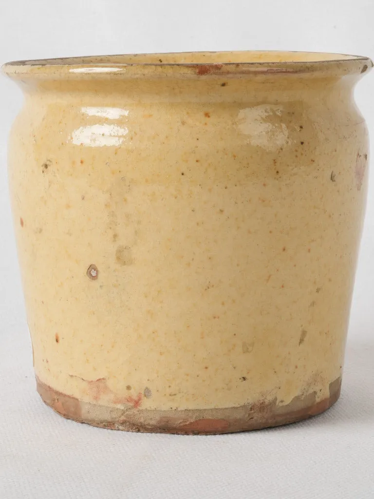 Antique French confiture pot w/ sunny yellow glaze 4¾"