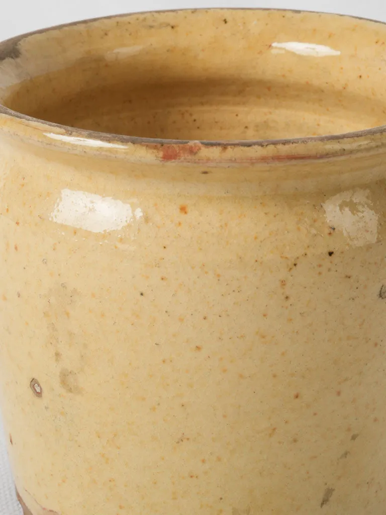Antique French confiture pot w/ sunny yellow glaze 4¾"