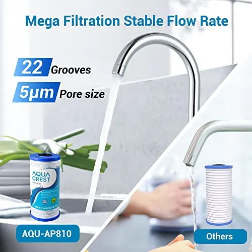 AQUA CREST AP810 Whole House Water Filter Replacement for 3M® Aqua-Pure AP810, AP801, AP811, Whirlpool® WHKF-GD25BB, WHKF-DWHBB, 5 Micron, 10" x 4.5", Well & Tap Water Filter, Pack of 1