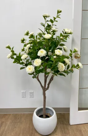 Artificial Camellia Flower Tree - White 5.3'