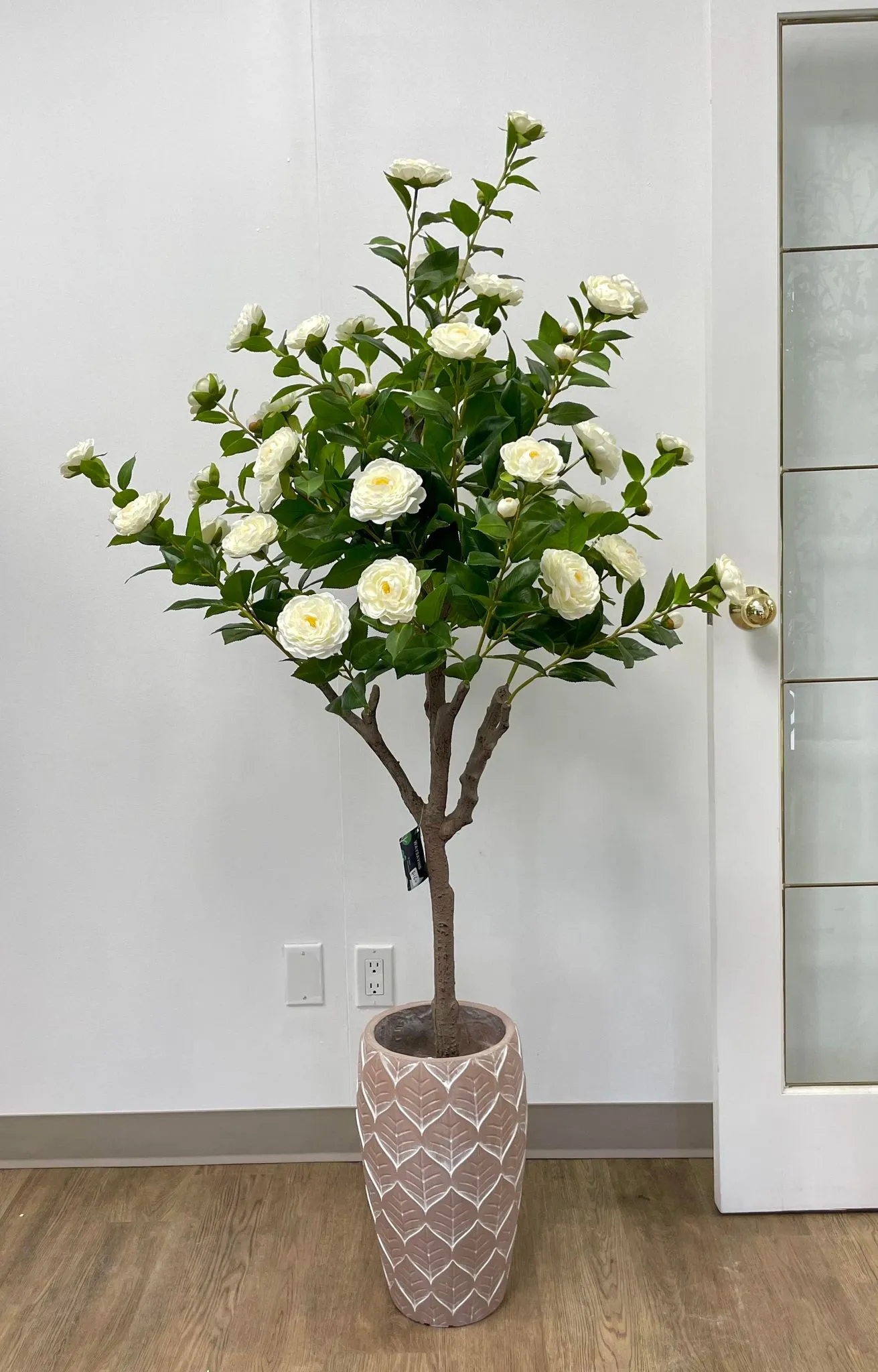 Artificial Camellia Flower Tree - White 5.3'