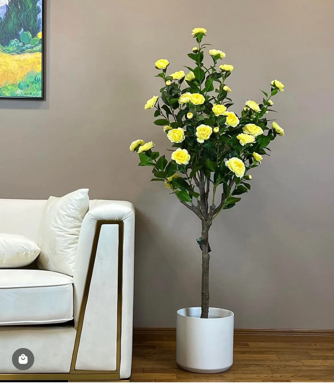 Artificial Camellia Flower Tree - Yellow 5.3' (160 cm)