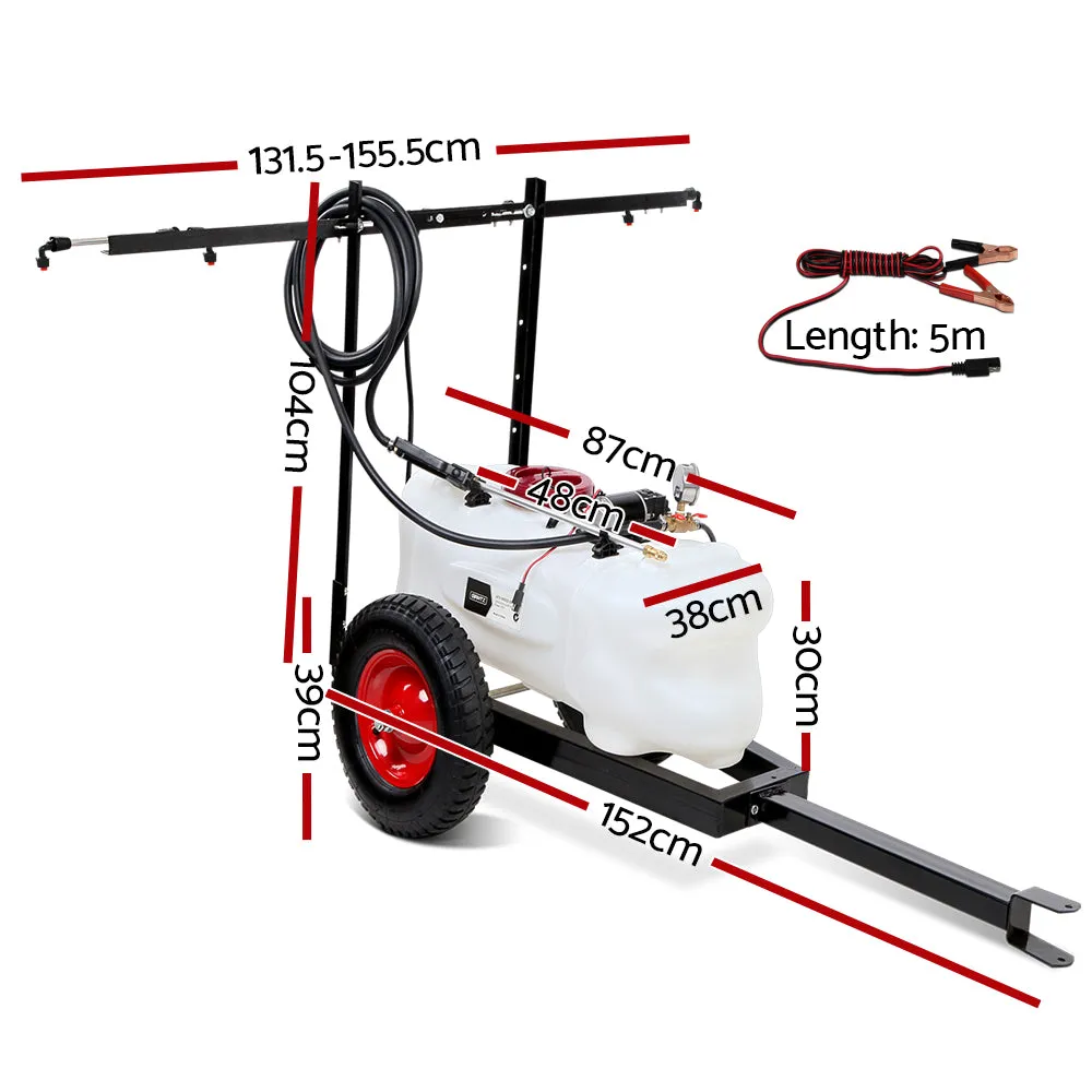 ATV Garden Weed Sprayer W/ Trailer Rear Boom Water Weed Fertilise Pump Spray 60L Tank