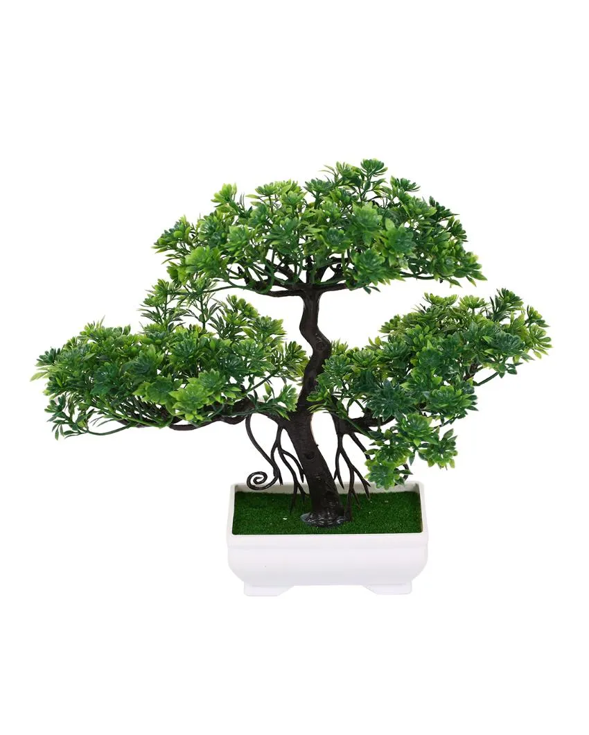 Beautiful Green Artificial Bonsai Plant with Plastic Pot | 7 inches