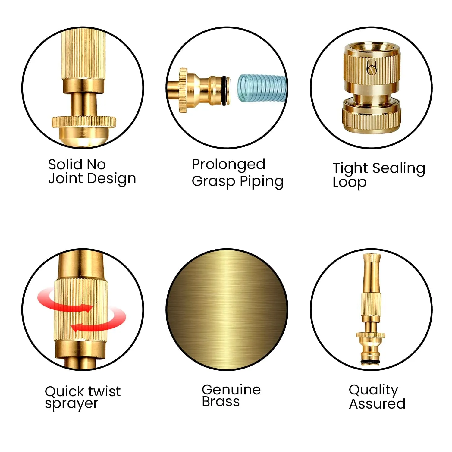 Brass Water Spray Nozzle Suitable for 1/2" Hose Pipe Adjustable Brass Spray Nozzle Water Pressure Booster Brass Nozzle Water Spray Gun for Car Wash Bike Gardening Pets Home Window & Plants Washing (Brass Nozzle)