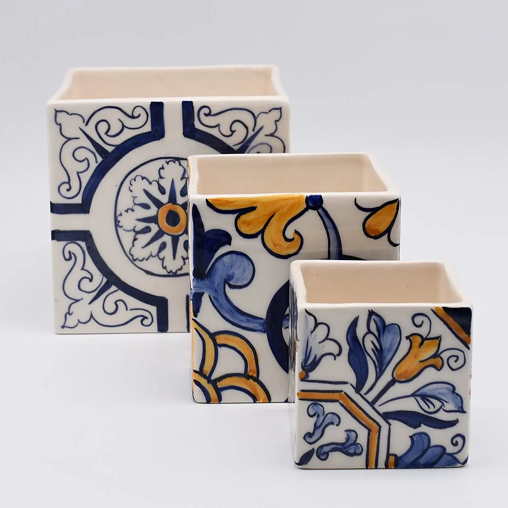 Cache pot en céramique "Azulejos" - 8cm (4 motifs)