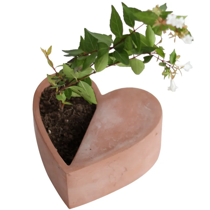 Cement Flower Pots Heart Shaped