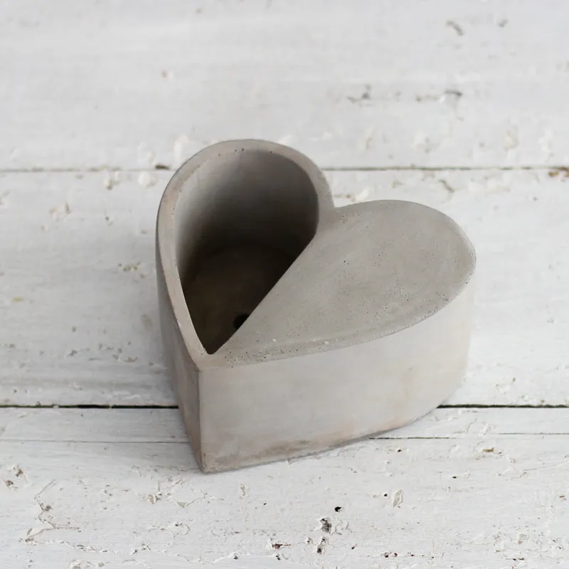 Cement Flower Pots Heart Shaped