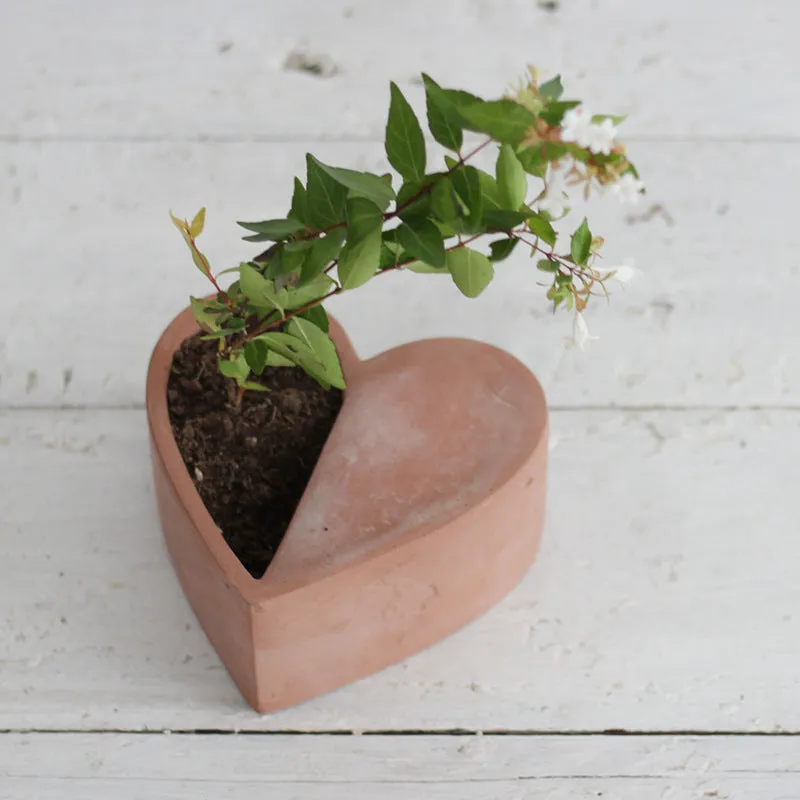 Cement Flower Pots Heart Shaped