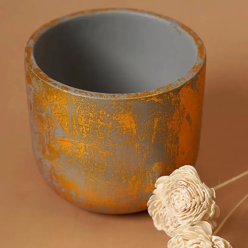 Century Gold Planter | Grey | Plant Not Included