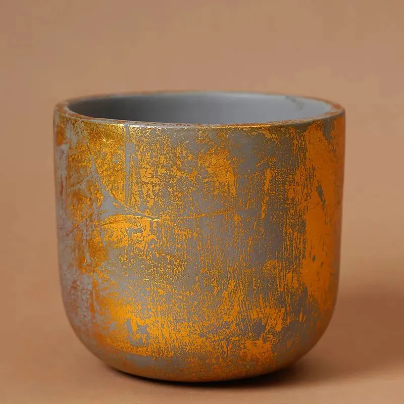 Century Gold Planter | Grey | Plant Not Included