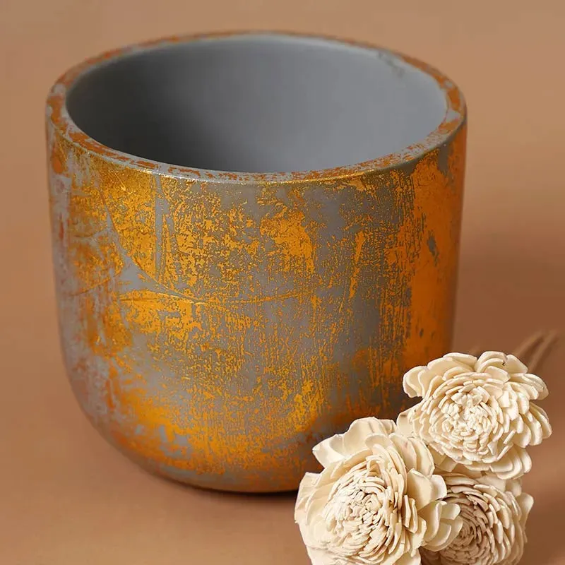 Century Gold Planter | Grey | Plant Not Included