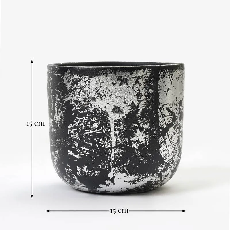 Century Silver Planter | Black  | Plant Not Included