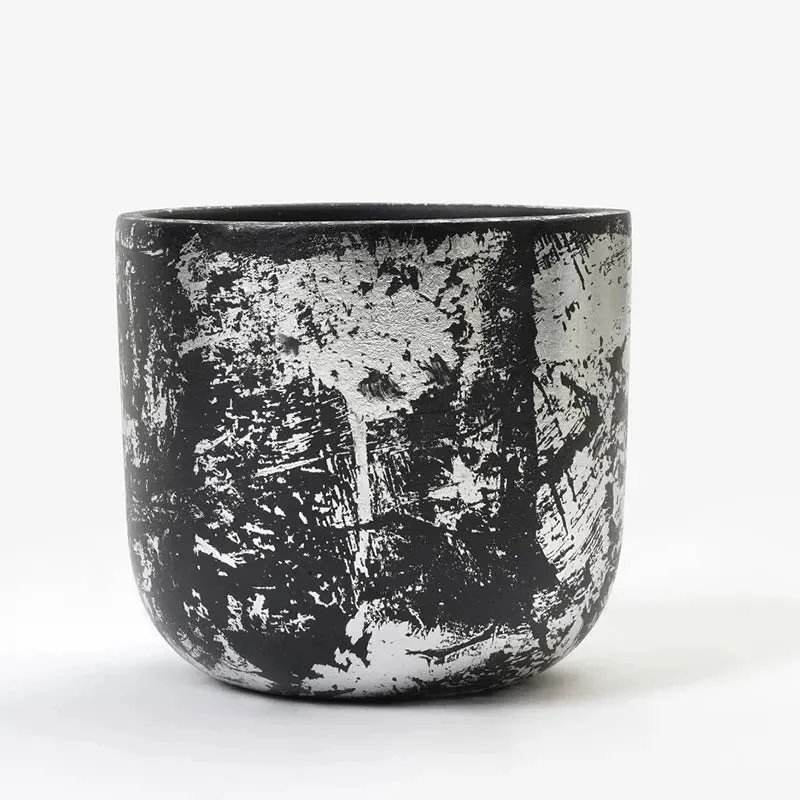 Century Silver Planter | Black  | Plant Not Included