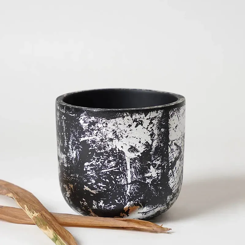 Century Silver Planter | Black  | Plant Not Included