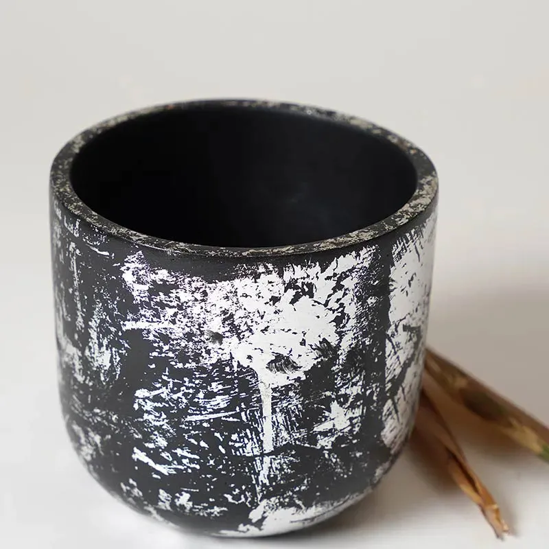 Century Silver Planter | Black  | Plant Not Included