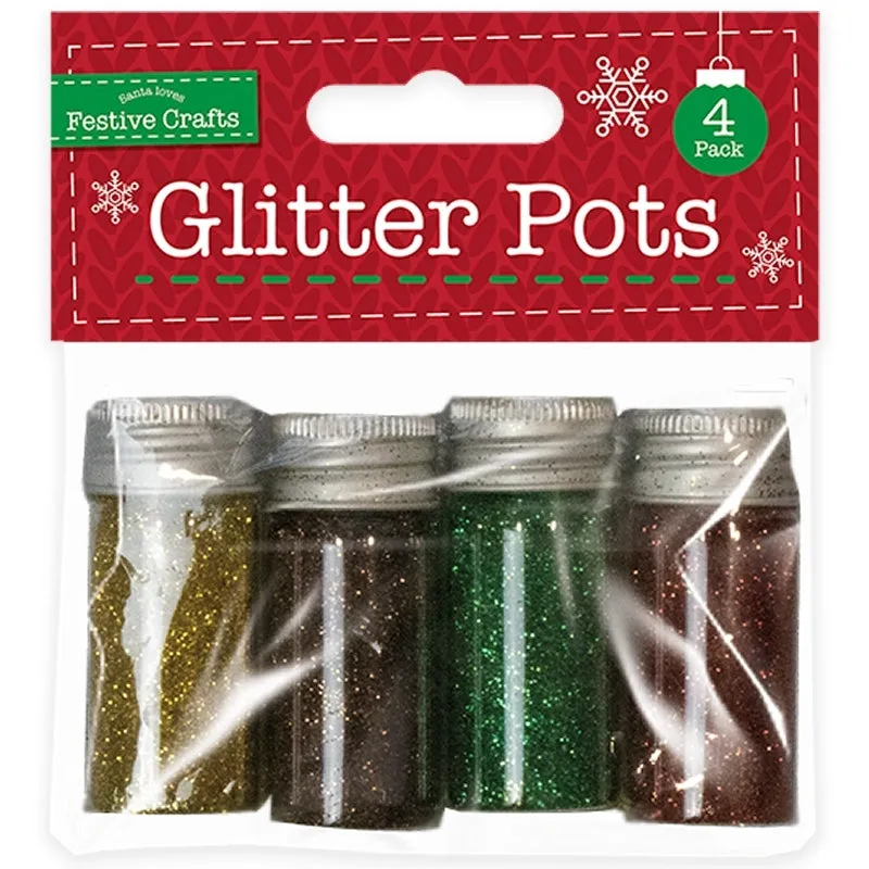 Christmas Glitter Pots 4 Colours (XMA4065)