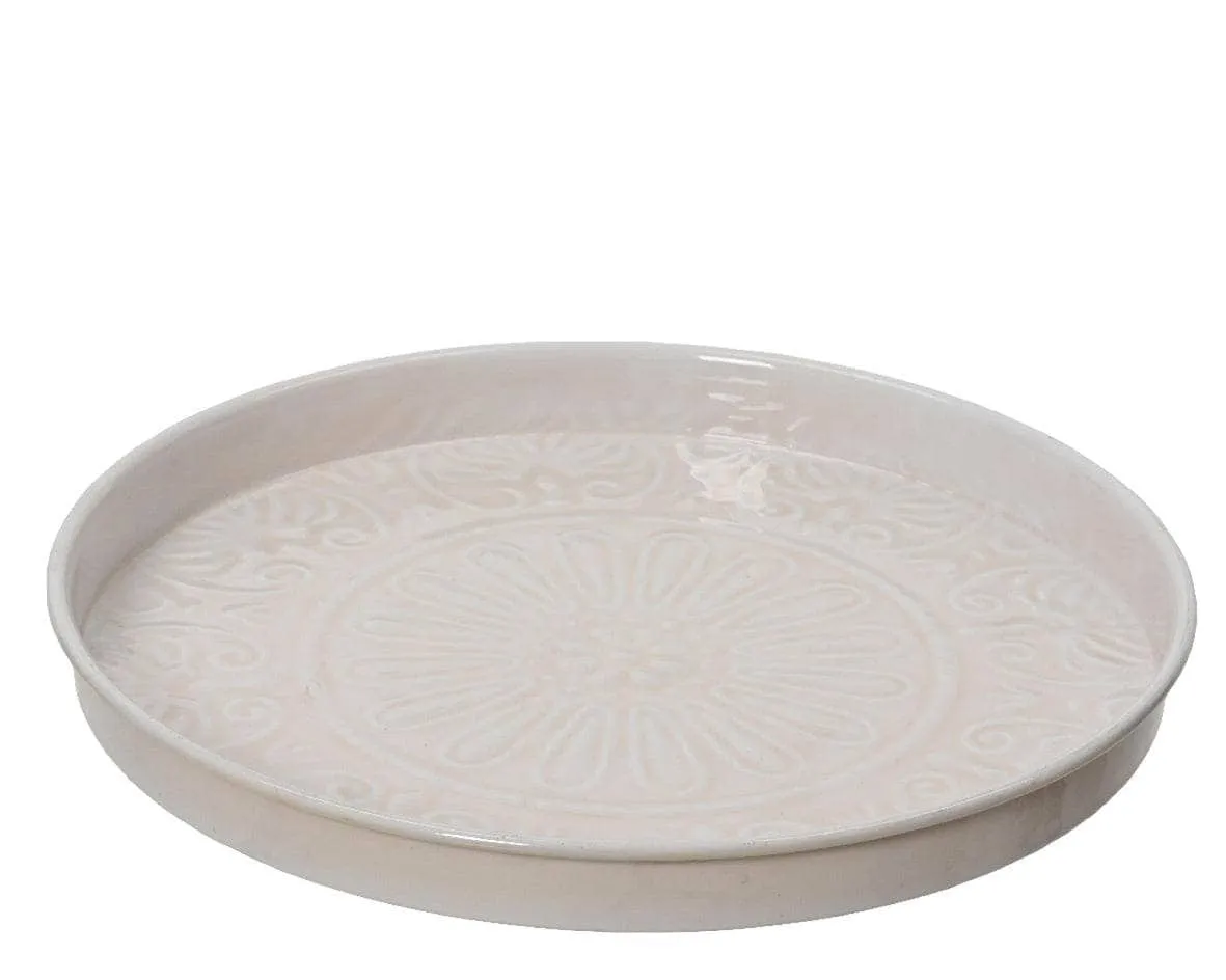 Deco Embossed Iron Plate - Cream