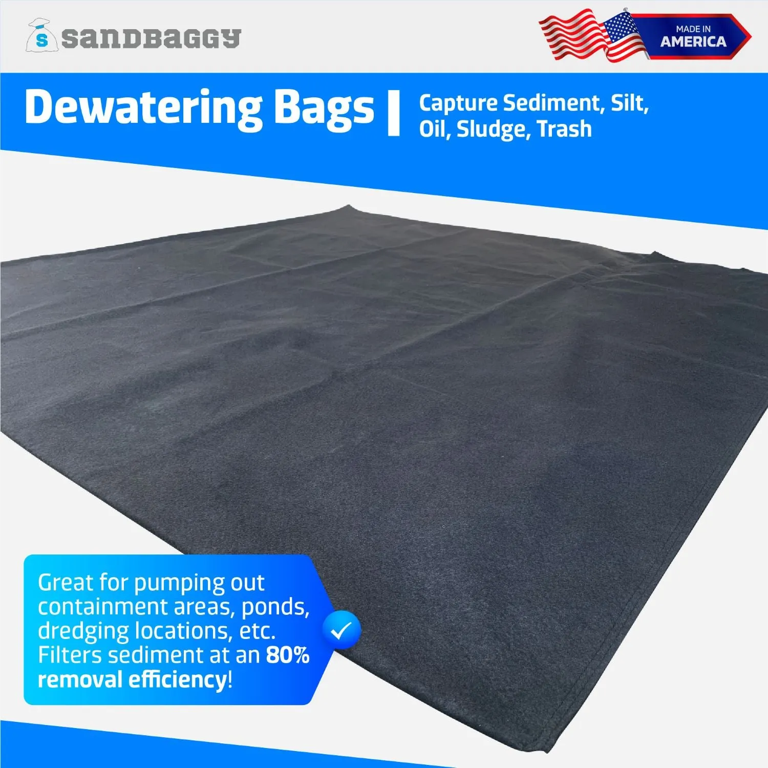 Dewatering Bags - Made in America - For Filtering Sediment, Oil, Sludge & Pollutants