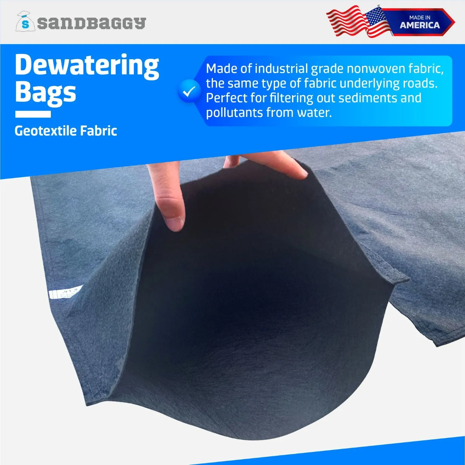 Dewatering Bags - Made in America - For Filtering Sediment, Oil, Sludge & Pollutants
