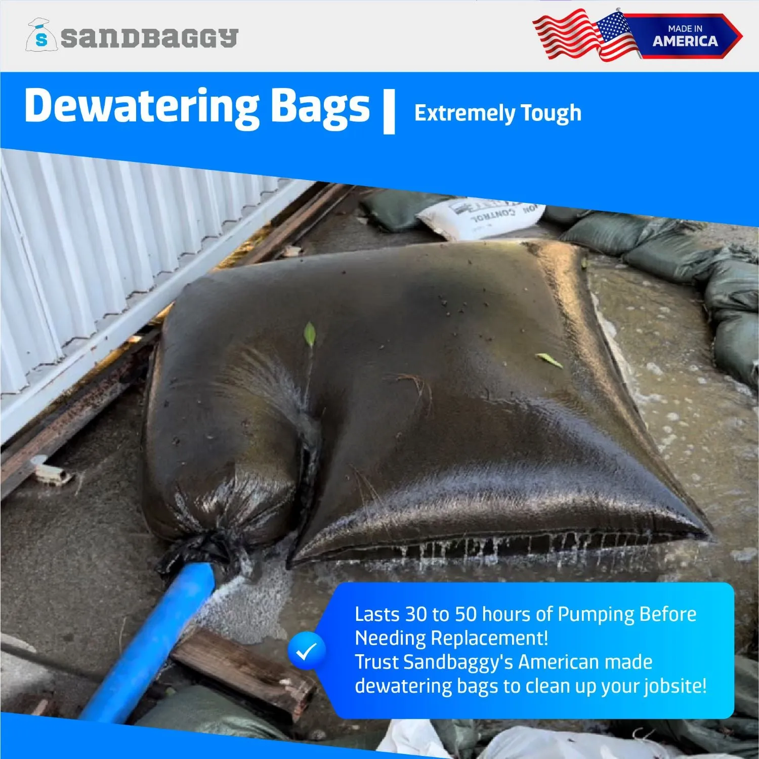 Dewatering Bags - Made in America - For Filtering Sediment, Oil, Sludge & Pollutants