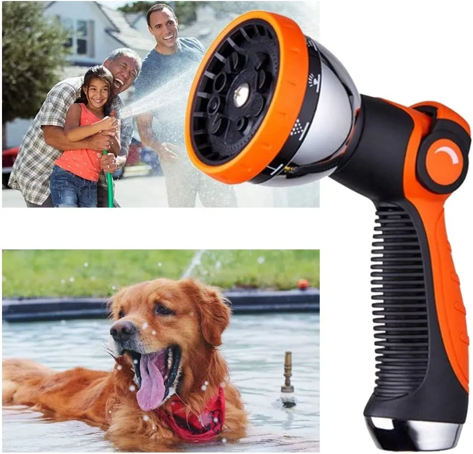 Elctman Garden Hose Nozzle Spray Nozzle,10 Hose Metal Duty Watering Patterns Thumb Control On Off Valve, High Pressure Nozzle Sprayer for Watering Plants, Car Wash,Cleaning,Showering Pets