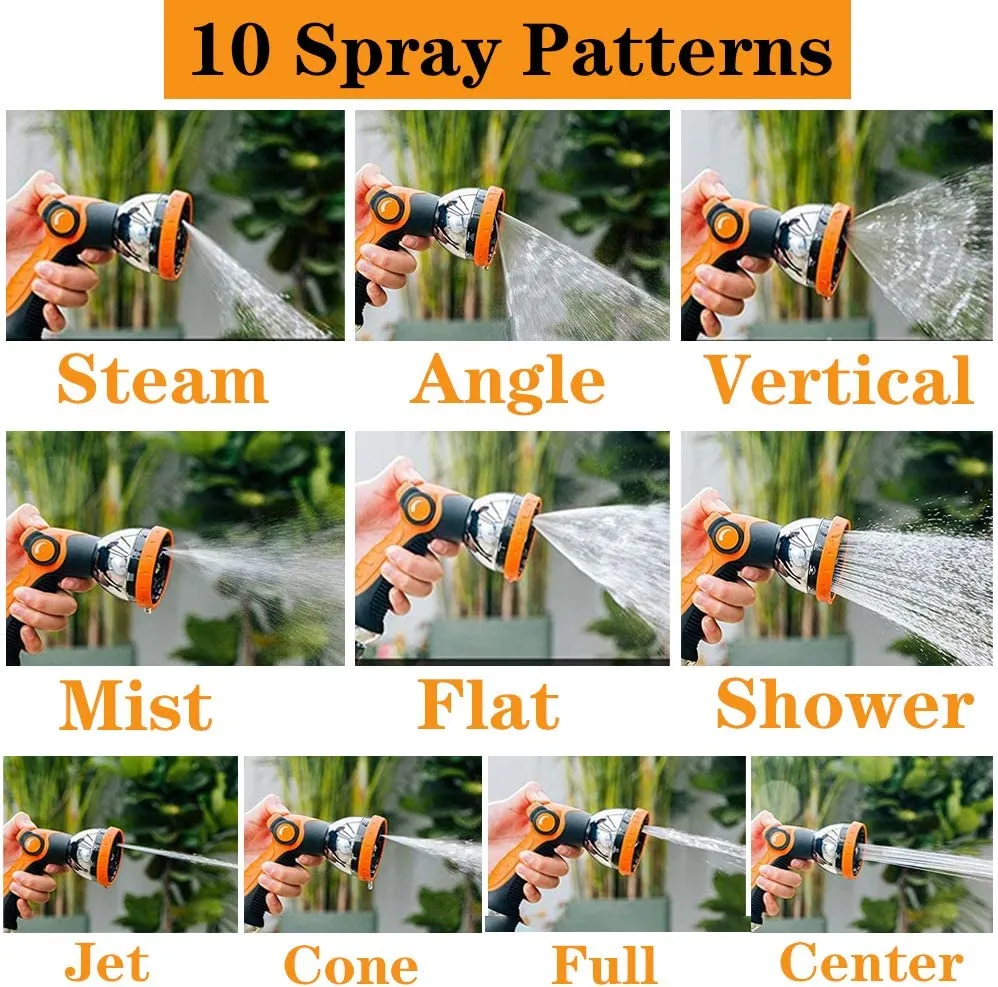 Elctman Garden Hose Nozzle Spray Nozzle,10 Hose Metal Duty Watering Patterns Thumb Control On Off Valve, High Pressure Nozzle Sprayer for Watering Plants, Car Wash,Cleaning,Showering Pets