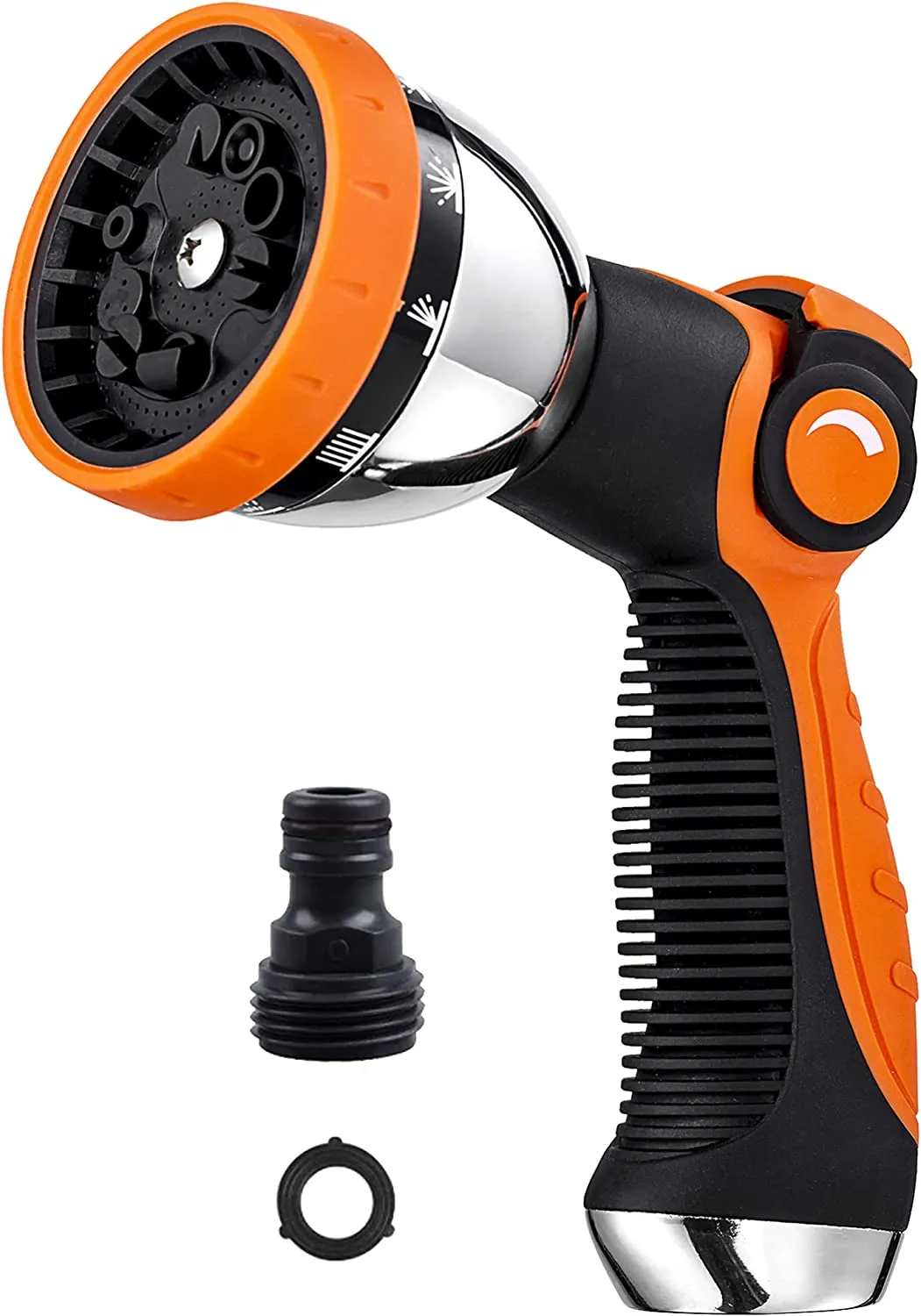 Elctman Garden Hose Nozzle Spray Nozzle,10 Hose Metal Duty Watering Patterns Thumb Control On Off Valve, High Pressure Nozzle Sprayer for Watering Plants, Car Wash,Cleaning,Showering Pets