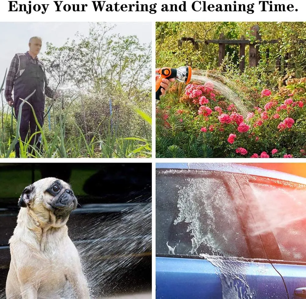 Elctman Garden Hose Nozzle Spray Nozzle,10 Hose Metal Duty Watering Patterns Thumb Control On Off Valve, High Pressure Nozzle Sprayer for Watering Plants, Car Wash,Cleaning,Showering Pets