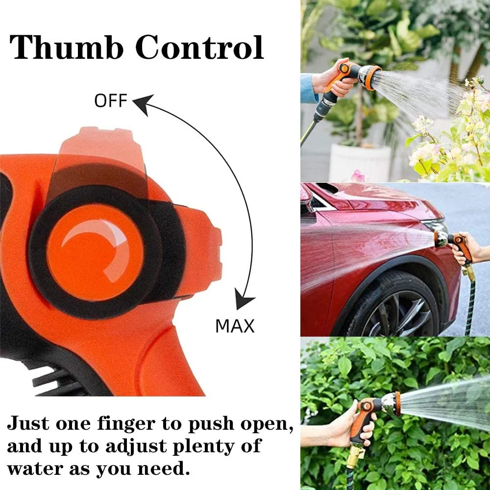 Elctman Garden Hose Nozzle Spray Nozzle,10 Hose Metal Duty Watering Patterns Thumb Control On Off Valve, High Pressure Nozzle Sprayer for Watering Plants, Car Wash,Cleaning,Showering Pets