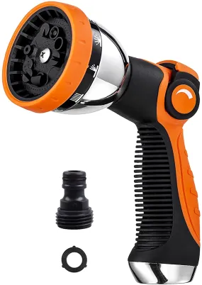 Elctman Garden Hose Nozzle Spray Nozzle,10 Hose Metal Duty Watering Patterns Thumb Control On Off Valve, High Pressure Nozzle Sprayer for Watering Plants, Car Wash,Cleaning,Showering Pets