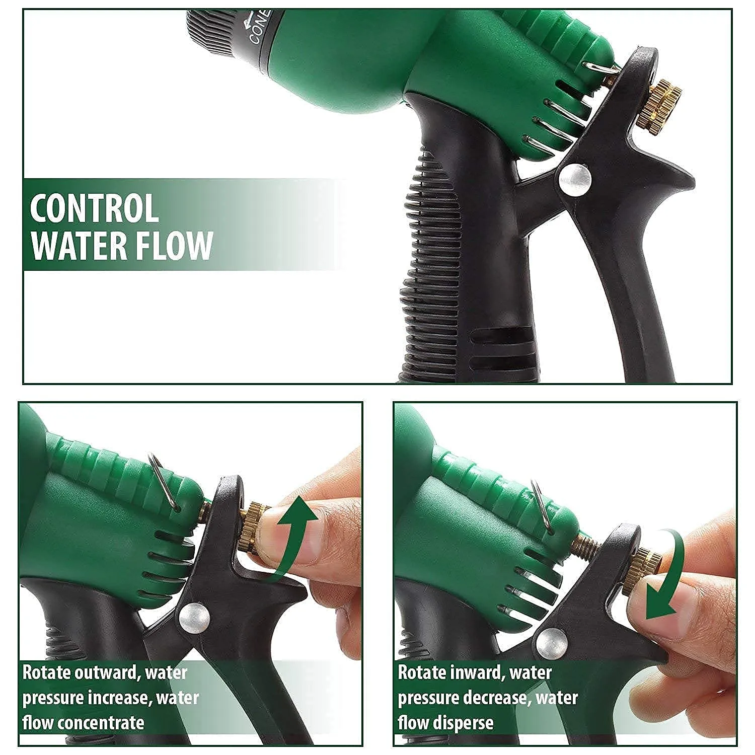 EPISKEY Garden Hose 7 Pattern High Pressure Garden Hose Nozzle Water Spray Gun With Leak Proof 2 Pcs Metal Grip Lock Gardening Washing Gun (MULTI COLOUR) (7 FUNCTION)