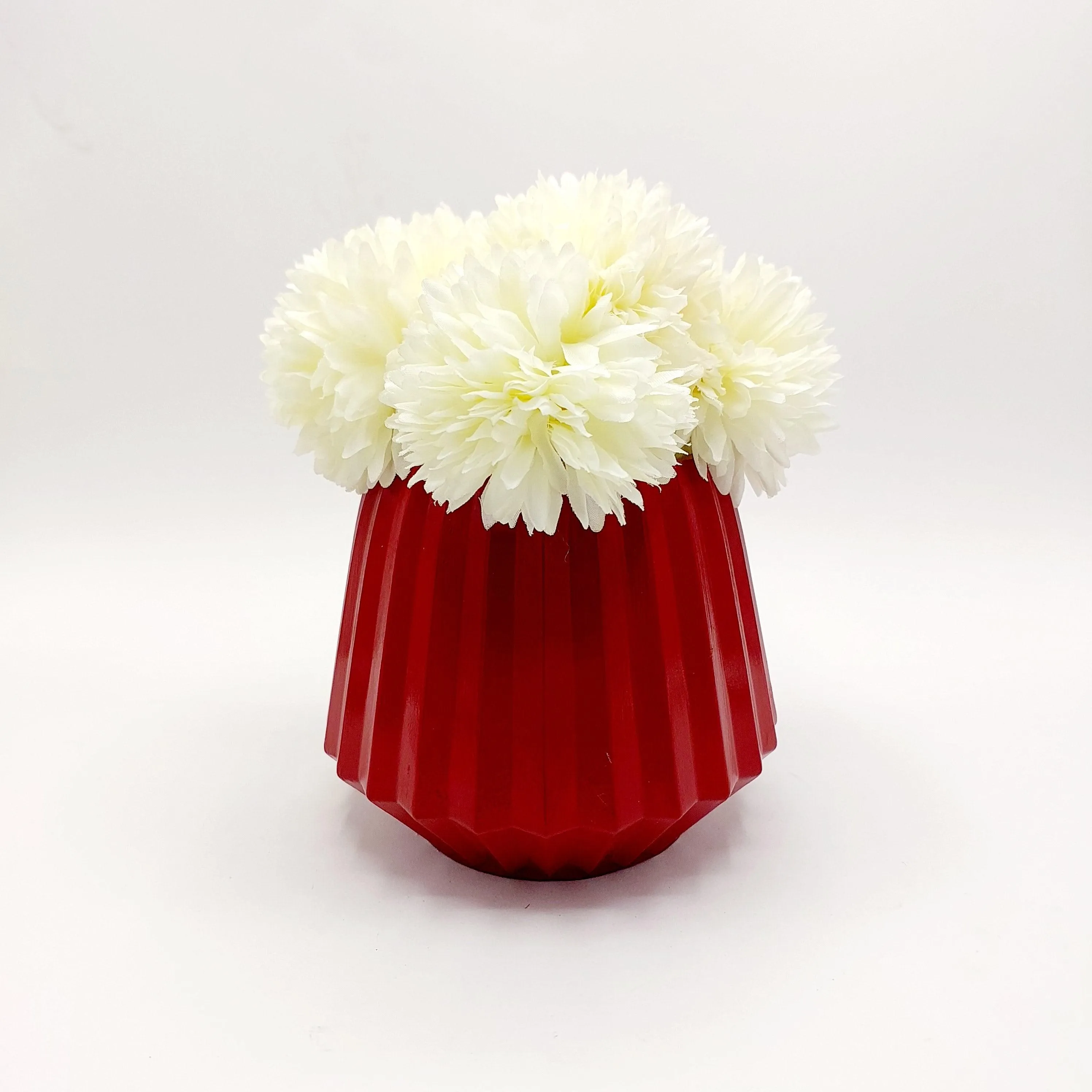 Flower With Pots - White Peony With Cherry Red pots
